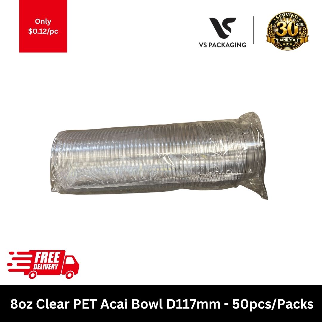 8oz PET Clear Round Container / Acai Bowl D117mm  – 500pcs/CTN VS Packaging