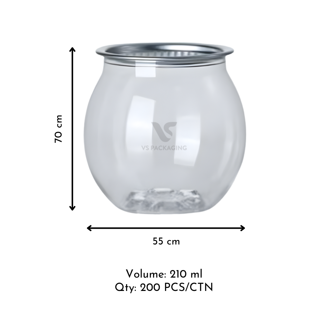 210 ml PET canning bottles with lids – clear PET bottles for cakes, desserts, and small drinks by VS Packaging Australia