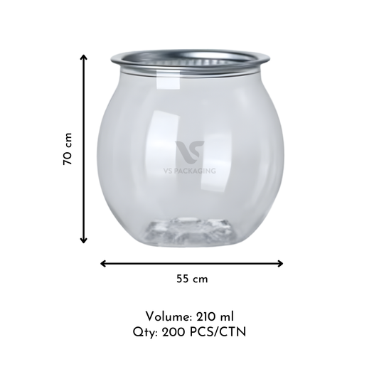 210 ml PET canning bottles with lids – clear PET bottles for cakes, desserts, and small drinks by VS Packaging Australia