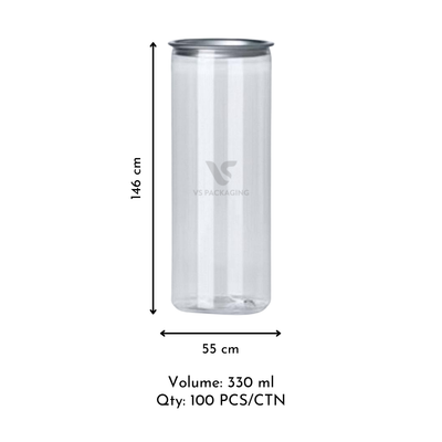 300 ml PET canning bottles with lids – clear PET bottles for iced coffee, smoothies and cold drinks by VS Packaging Australia