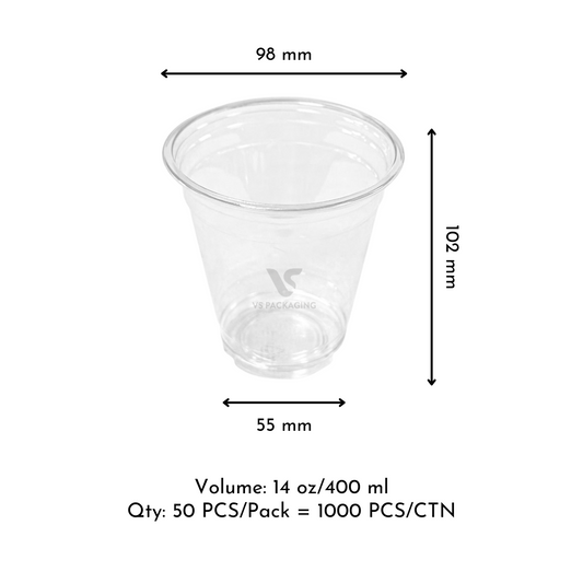 14 oz clear PET cup 400 ml disposable cold drink cup bulk pack 1,000 pcs – takeaway packaging Australia