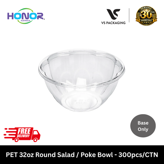 Clear 32oz PET round salad poke bowls Honor brand takeaway food containers Australia