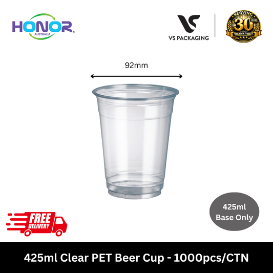 425ml PET Beer Cups Honor Brand (1000pcs) | Wholesale Australia