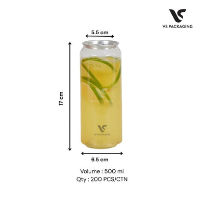 PET Canning Bottles 500 ml with Lids – Clear PET Bottles for Smoothies & Large Drinks (200 pcs) VS Packaging