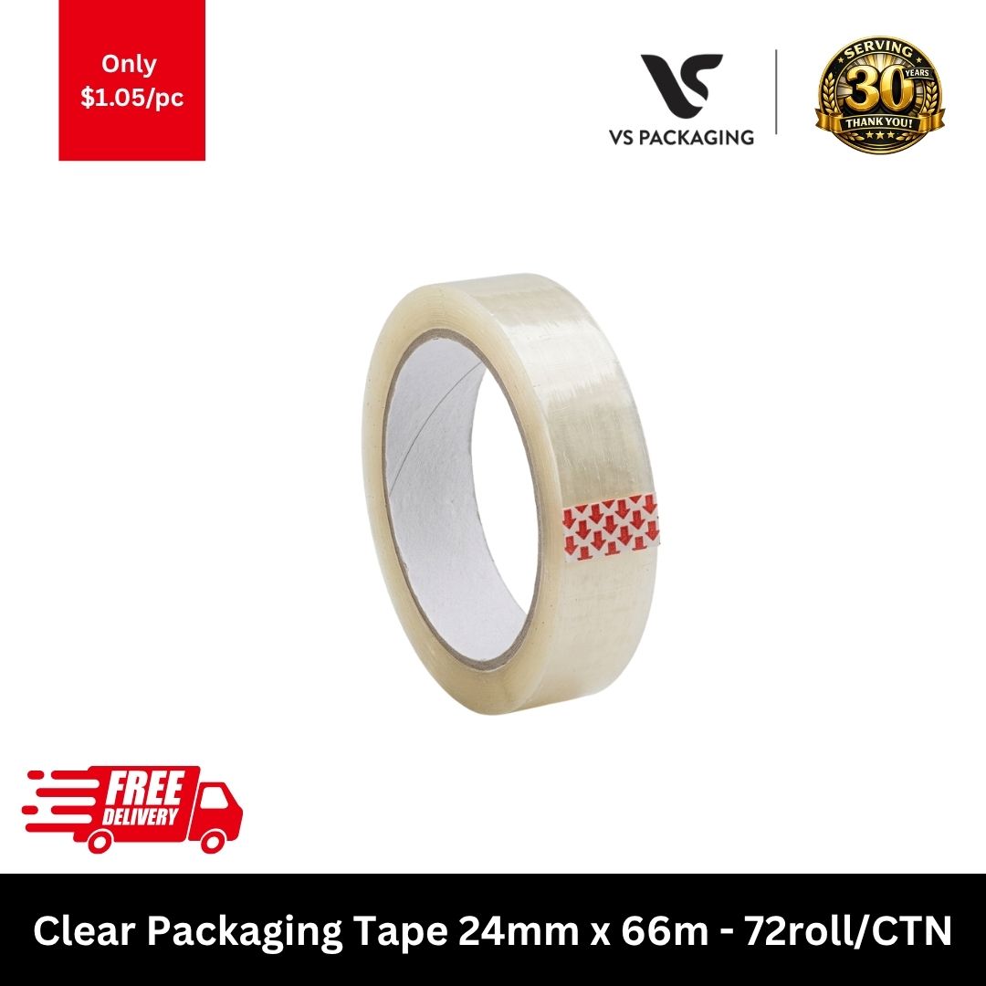 Clear packaging tape 24mm x 66m carton sealing tape for shipping and packing use