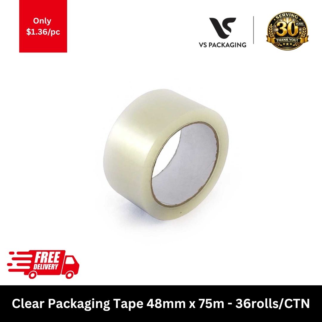 Clear packaging tape 48mm x 75m heavy duty carton sealing tape for shipping and packing