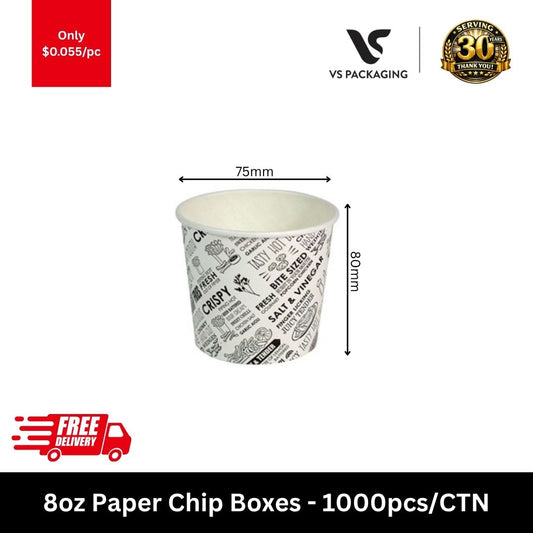 8oz white and black paper chip boxes for hot chips and takeaway snacks 1000pcs carton