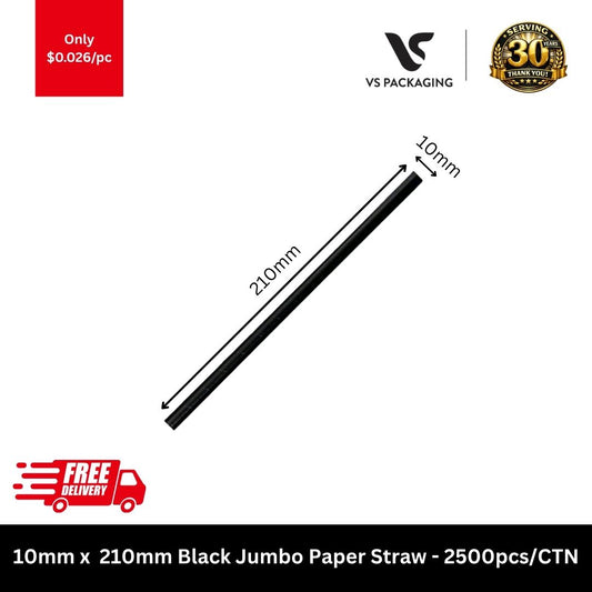 Black jumbo paper straws 10mm x 210mm extra wide eco-friendly thick shake straws bulk 2500pcs carton