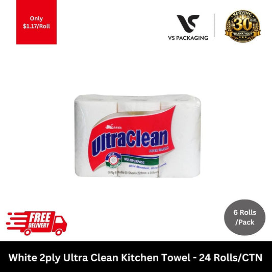 white 2 ply kitchen paper towel rolls 6 rolls per pack 24 rolls carton