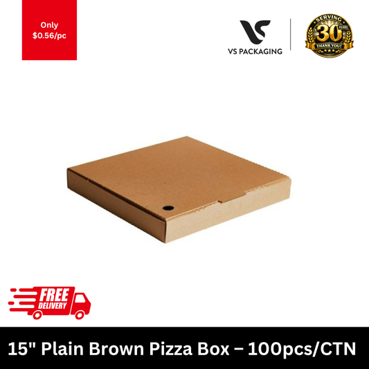 15 inch plain brown pizza box unprinted large takeaway cardboard pizza packaging 100pcs carton Australia