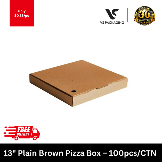 13 inch plain brown pizza box unprinted takeaway cardboard pizza packaging 100pcs carton Australia