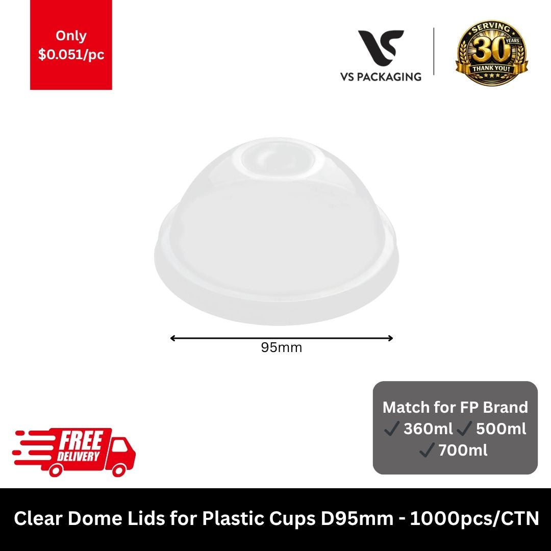 Clear dome lid for 95mm plastic cups PP lid for bubble tea smoothie takeaway cups 1000pcs carton