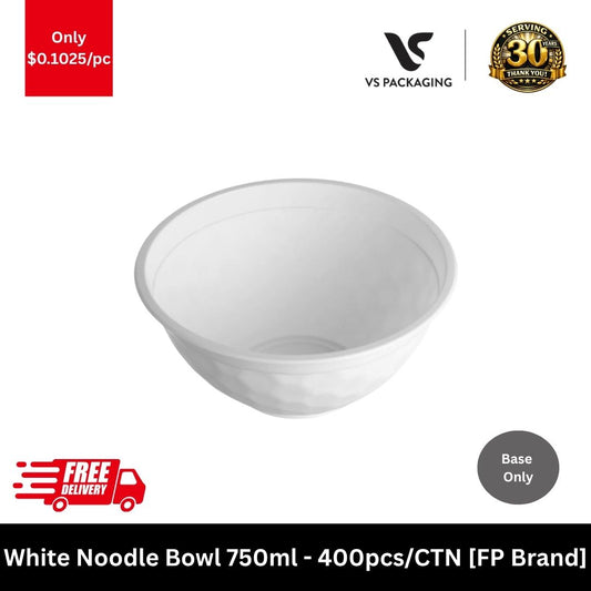 White 750ml noodle bowls for takeaway soup ramen pho bulk packaging