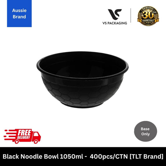 Black 1050ml noodle bowl takeaway container for pho ramen laksa soup