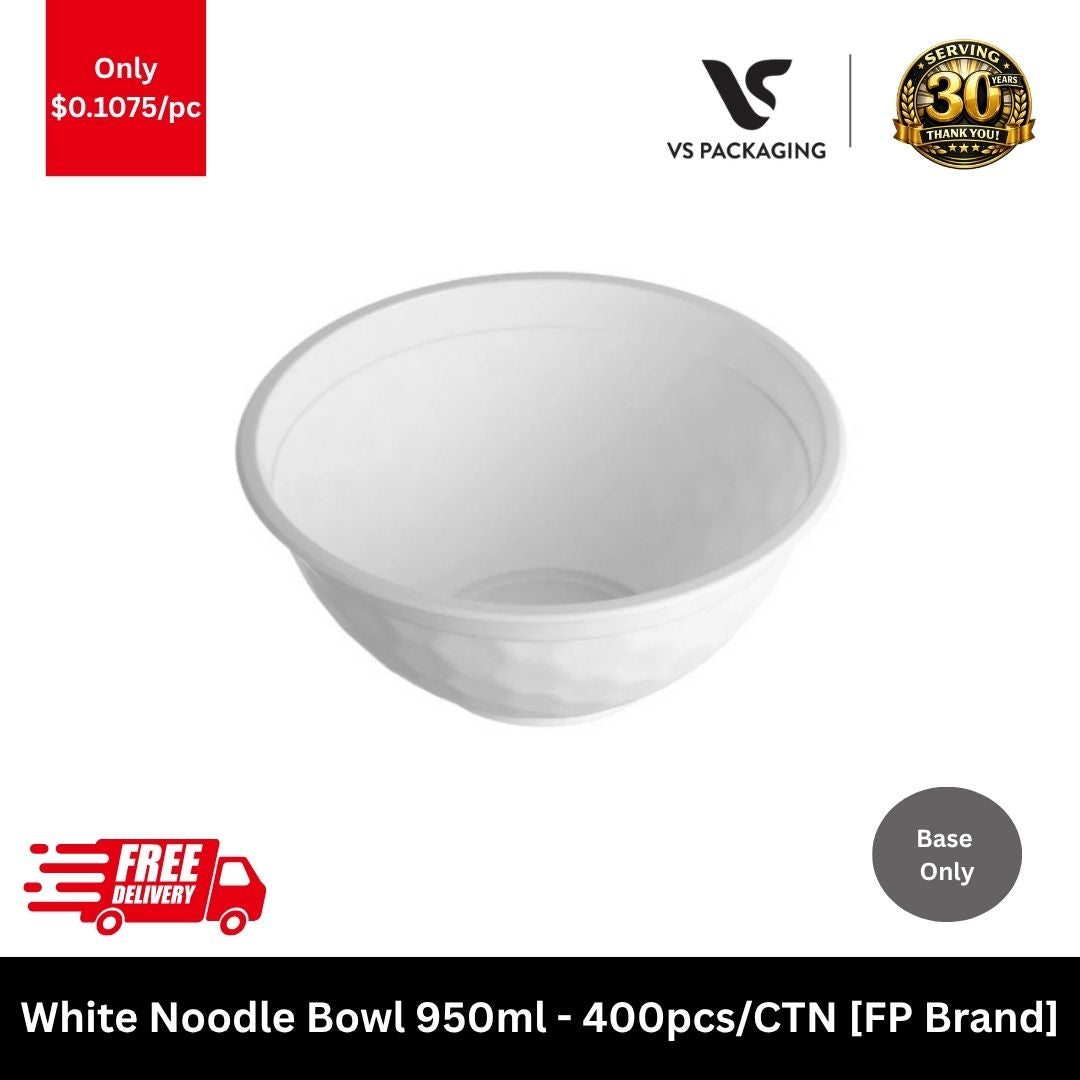 White 950ml noodle bowl takeaway ramen pho soup bulk packaging