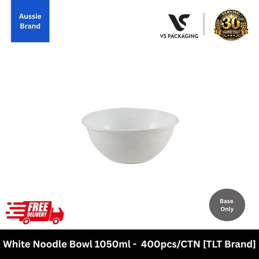 White 1050ml noodle bowl for takeaway soup pho laksa ramen packaging