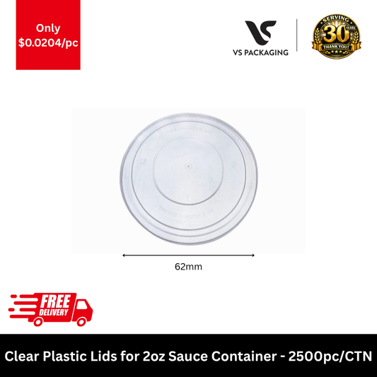 Clear plastic lids for 2oz 60ml sauce containers bulk 2500pcs flat lids takeaway portion cups packaging