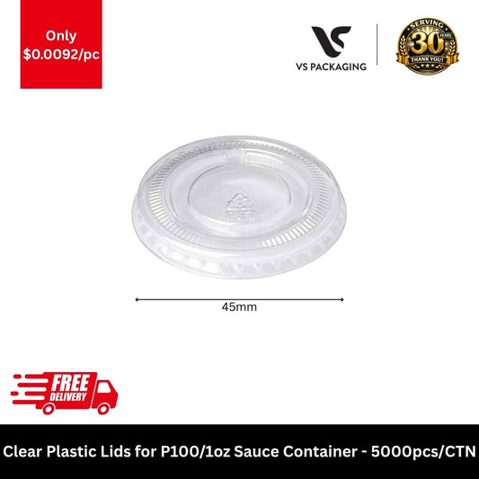 Clear plastic lids for 1oz 45mm sauce containers bulk 5000pcs flat lids takeaway portion cups packaging