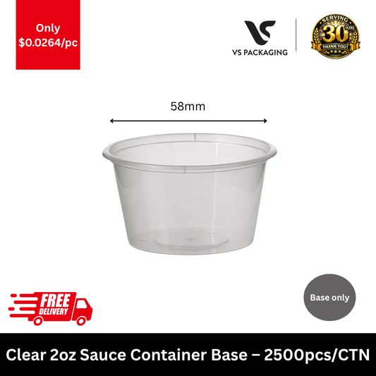 Clear 2oz 60ml sauce container base portion cup bulk takeaway packaging