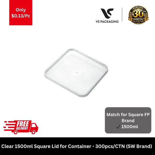 Clear lid for 1500ml square takeaway container FP brand secure food container lid Australia