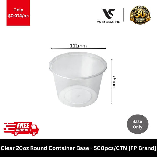 clear 20oz round takeaway container 600ml microwave safe plastic food container for soup rice takeaway packaging