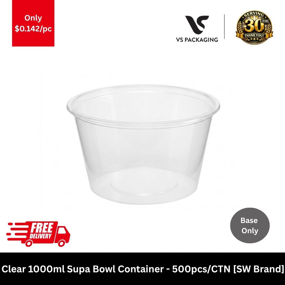 clear 1000ml supa bowl round container microwave safe takeaway salad bowl food packaging