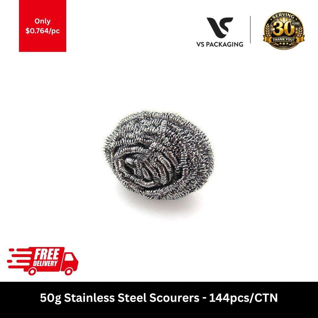 50g stainless steel scourers bulk carton for heavy-duty commercial kitchen cleaning