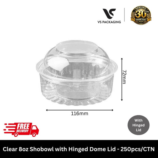 Clear 8oz PET shobowl with dome lid small takeaway container for dessert fruit salad packaging