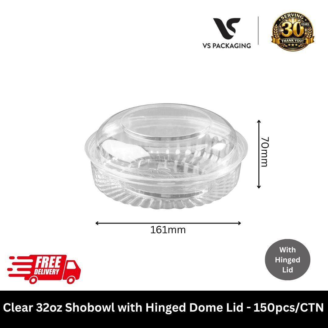 Clear 20oz PET shobowl with dome lid takeaway container for salad dessert food packaging