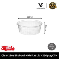 Clear 12oz PET shobowl with flat lid takeaway container for salad dessert food packaging