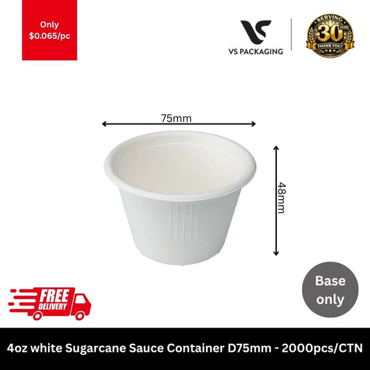 4oz white sugarcane sauce container compostable portion cup 120ml D75mm eco friendly takeaway container