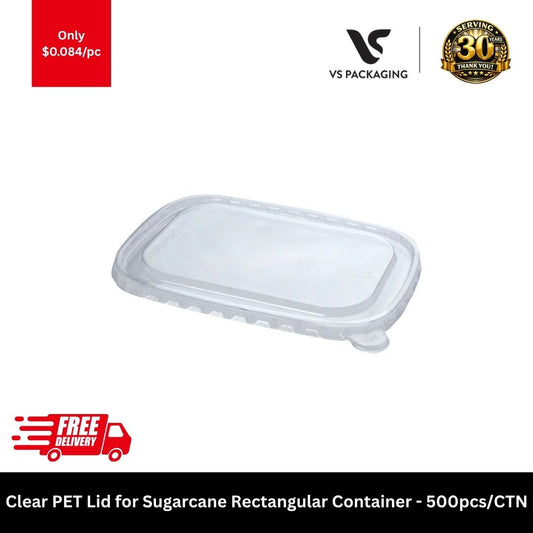 clear PET lids for sugarcane rectangular containers takeaway plastic lids eco food packaging Australia