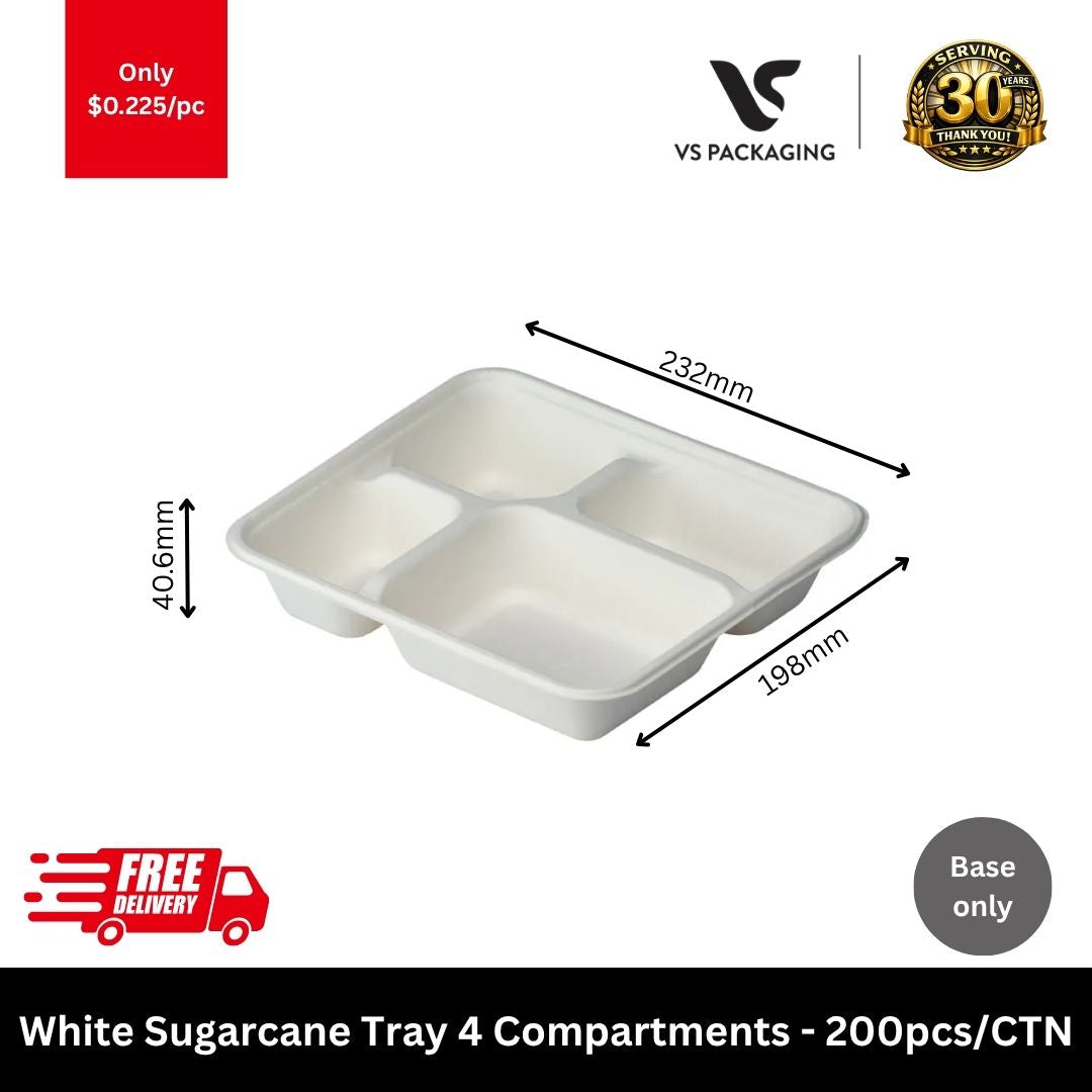 sugarcane 4 compartment tray compostable meal tray takeaway container eco friendly Australia