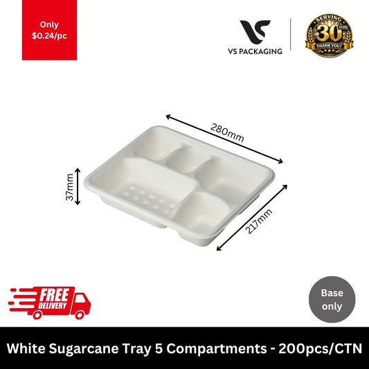 sugarcane 5 compartment tray compostable meal tray takeaway container eco friendly Australia
