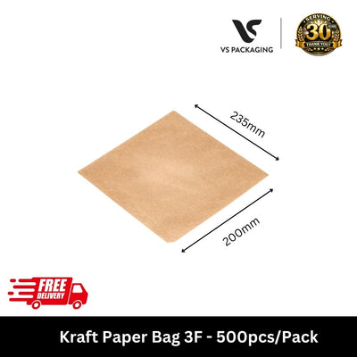 kraft paper bag 3F bulk 500pcs Australia sandwich burger takeaway bag for cafe bakery restaurant packaging