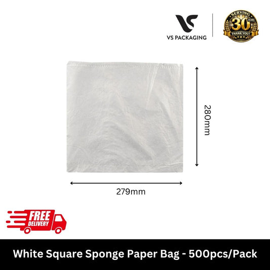 white square sponge paper bag 279x280mm bulk 500pcs Australia fish and chips cake tray takeaway packaging