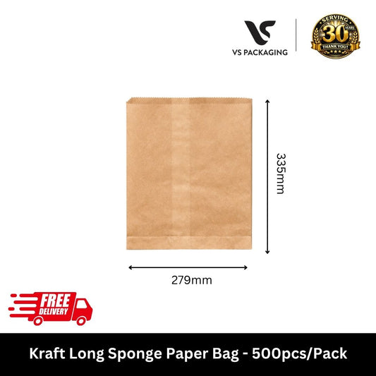 kraft long sponge paper bag 279x335mm bulk 500pcs Australia fish and chips takeaway grease resistant packaging