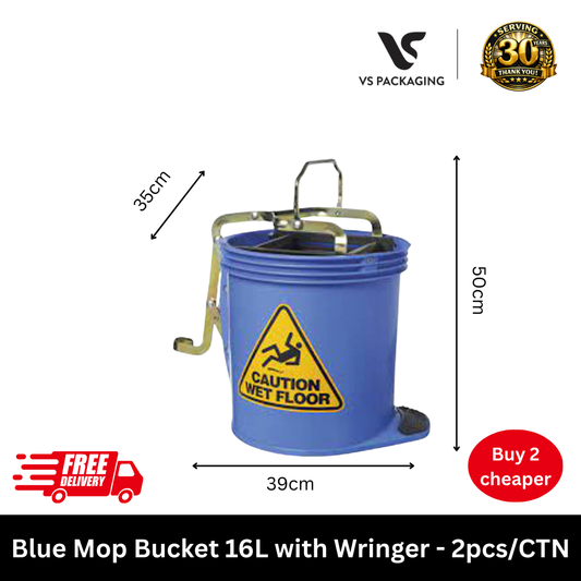 Blue mop bucket 16L with wringer commercial cleaning bucket Australia