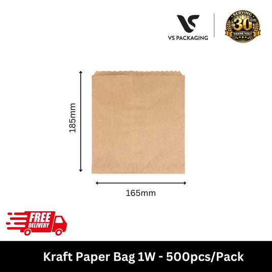 kraft paper bag 1W square sandwich pie bag bulk 500pcs Australia for cafe bakery takeaway food packaging