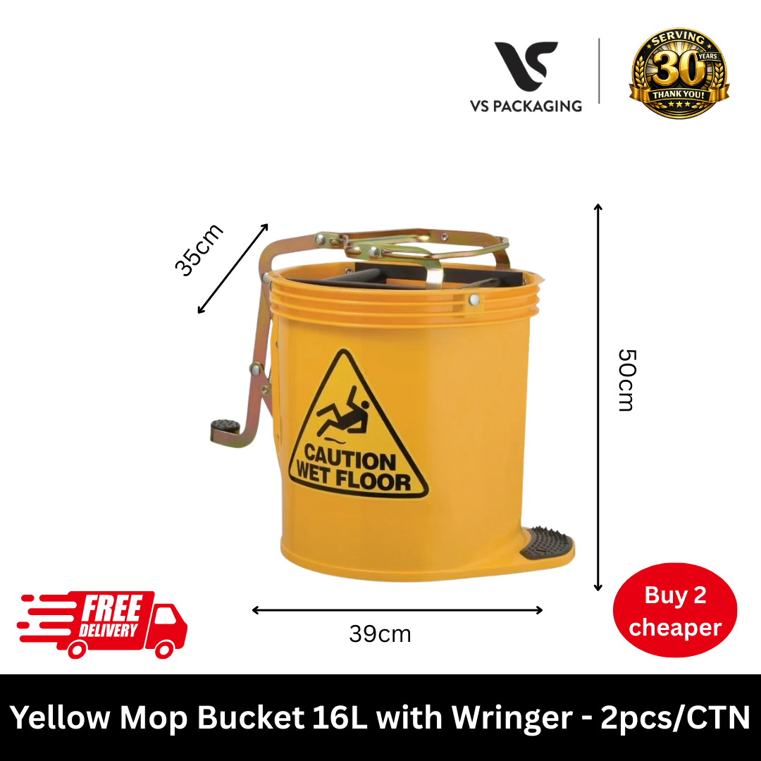 Yellow mop bucket 16L with wringer commercial cleaning bucket Australia