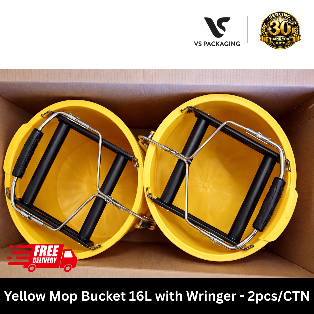 Yellow Mop Bucket 16L with Wringer - 2pcs/CTN VS Packaging