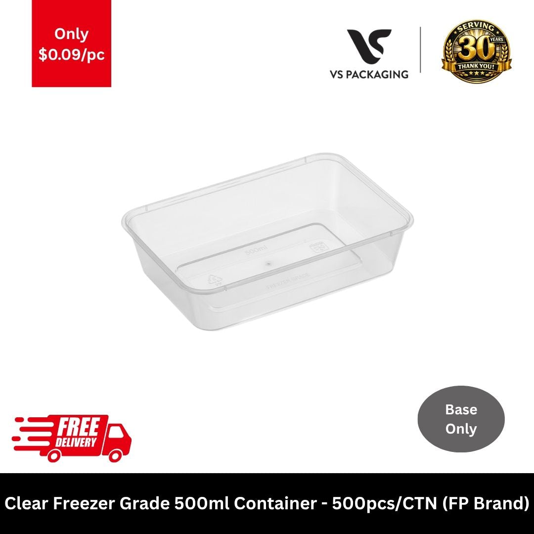 Clear freezer grade 500ml rectangular container base microwave safe food container Australia
