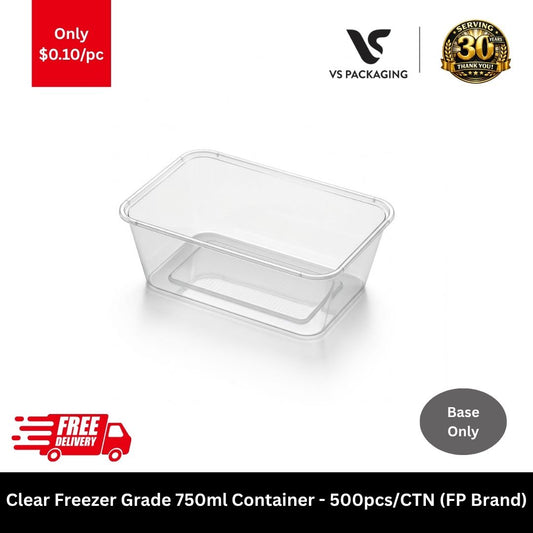 Clear freezer grade 750ml rectangular container base microwave safe food container Australia