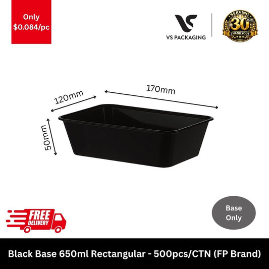 650ml Black Rectangular Takeaway Containers Bulk 500pcs Australia | FP