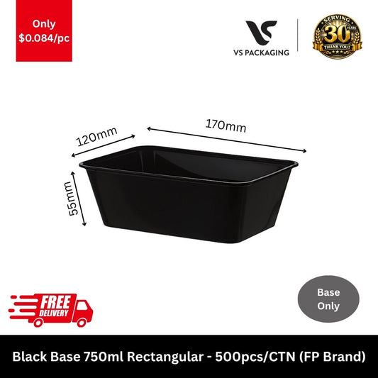 black base 750ml rectangular container bulk 500pcs Australia takeaway food container for restaurant meal prep catering