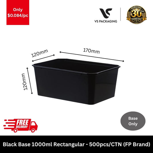 black base 1000ml rectangular container bulk 500pcs Australia takeaway food container for restaurant meal prep catering