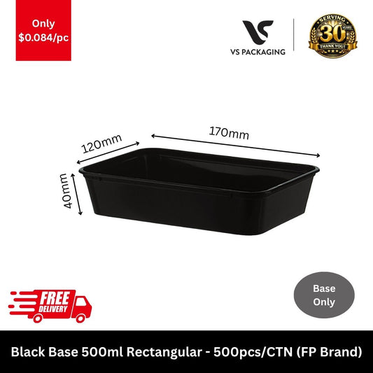 black base 500ml rectangular container bulk 500pcs Australia takeaway food container for restaurant meal prep catering