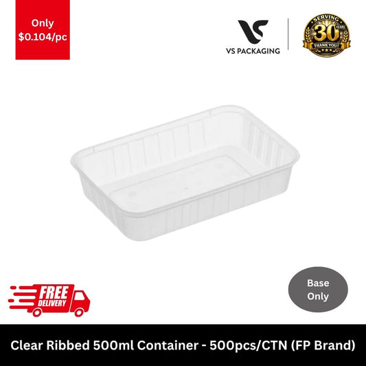clear ribbed freezer grade 500ml rectangular container bulk 500pcs Australia meal prep takeaway food container