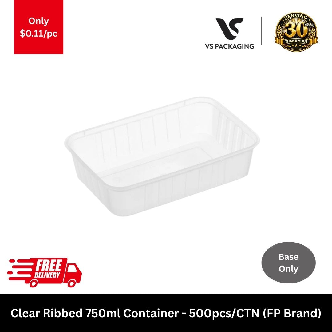 clear ribbed freezer grade 750ml rectangular container bulk 500pcs Australia meal prep takeaway food container