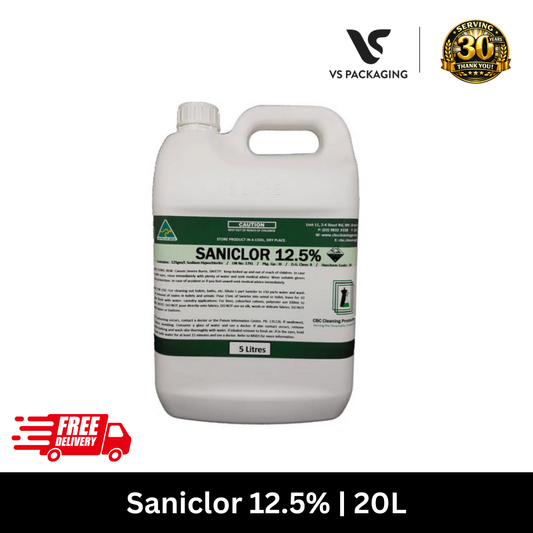 20 litre 12.5 percent bleach chlorine sanitiser for commercial industrial and food processing cleaning in Australia